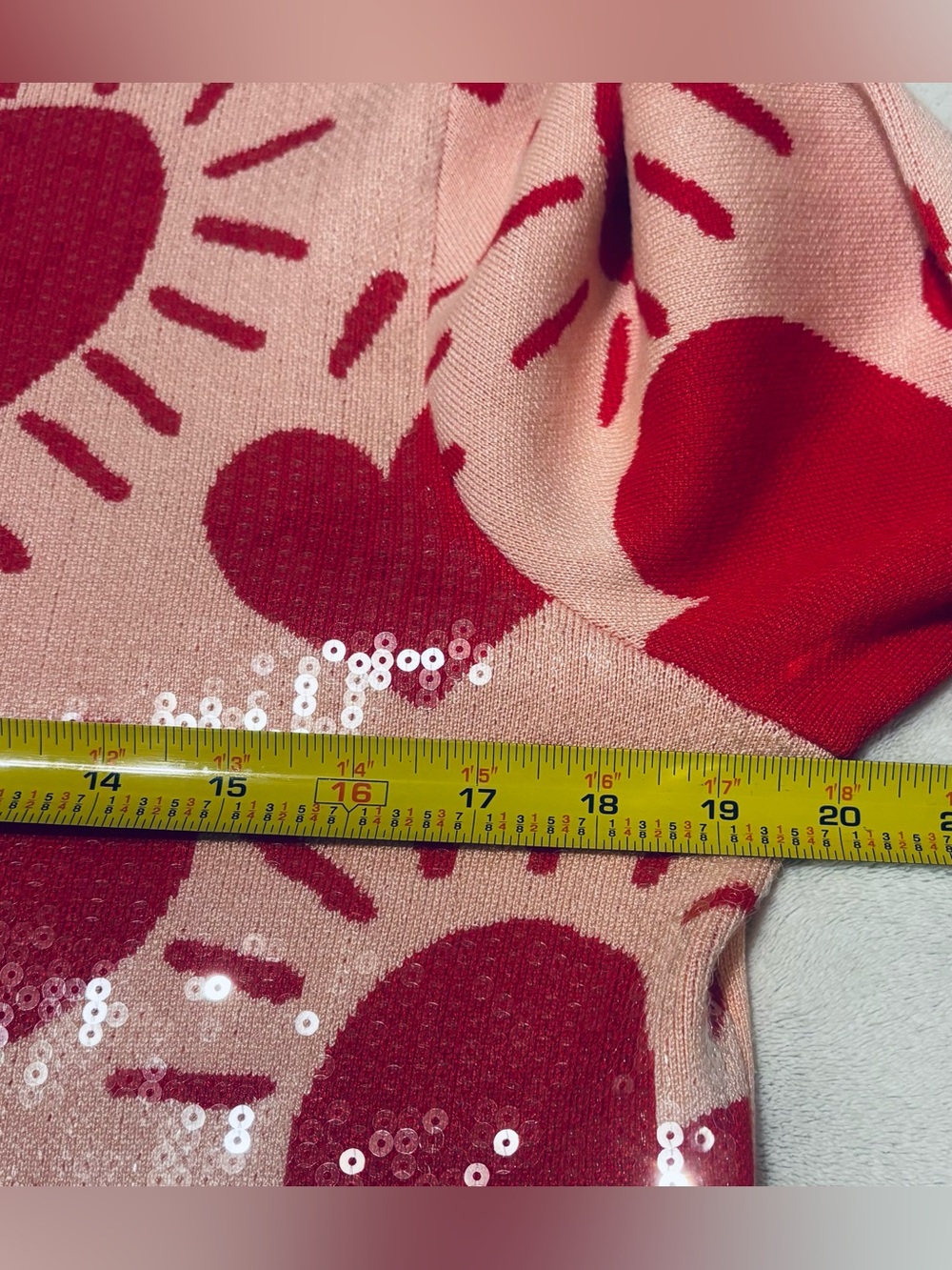 M By Marled Heart Sequin Pullover Sweater Women’s Size Medium Pink EUC Valentine - Picture 6 of 7